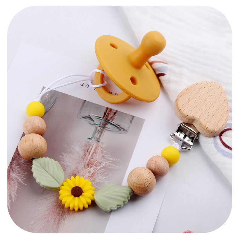 Wholesale Baby Cartoon Mahogany Beech Daisy Rainbow Silicone Teether